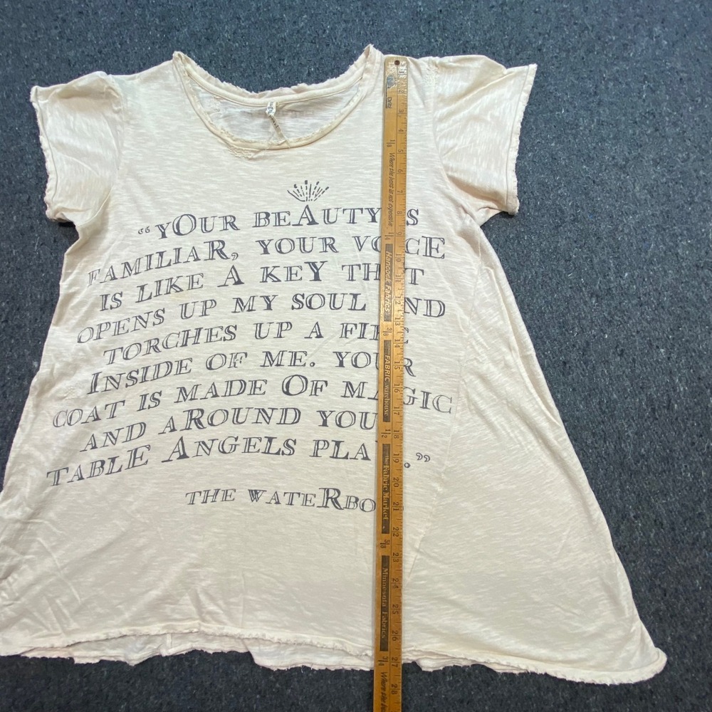 Magnolia Pearl The Waterboys TShirt Sz OS Womens Beige Boho Distressed Tee - Picture 5 of 7